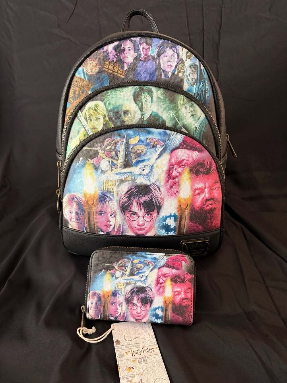 Bundle-NWT Loungefly Harry Potter Trilogy Triple Pocket Mini Backpack & Wallet